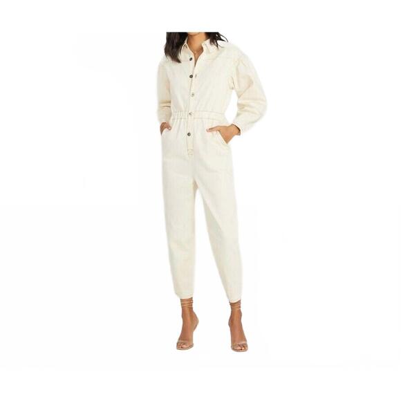 NEW SOMETHING NAVY twill boiler suit in ivory